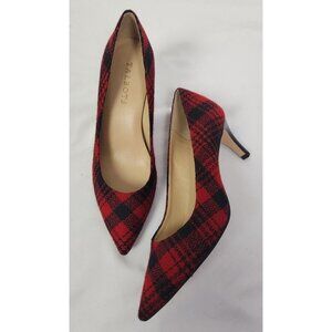 Talbots Women's Sz 7 Wool Red & Black Plaid Pointed Heels